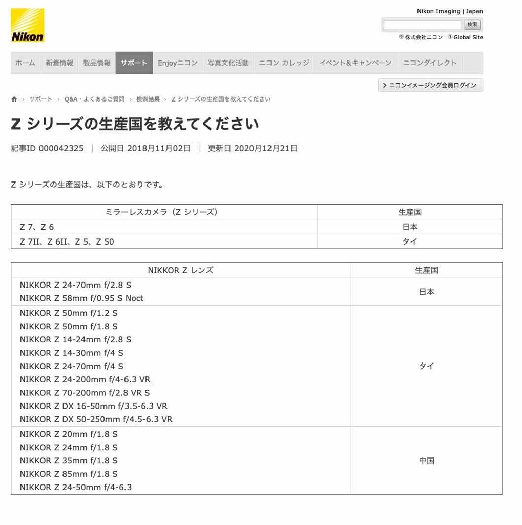 ニコン、カメラ本体の国内生産終了へ』 ニコン Z 7 ボディ のクチコミ掲示板 - 価格.com