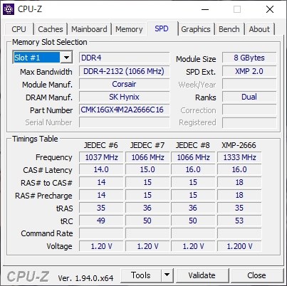 Corsair CMK16GX4M2A2666C16 [DDR4 PC4-21300 8GB 2枚組]の