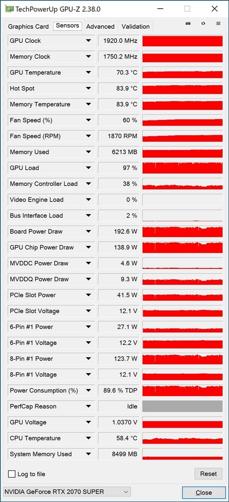GPU-ZでのMemory Temp』 MSI GeForce RTX 2070 SUPER VENTUS OC GPU-ZでのMemory Temp』 MSI GeForce RTX 2070 SUPER VENTUS OC