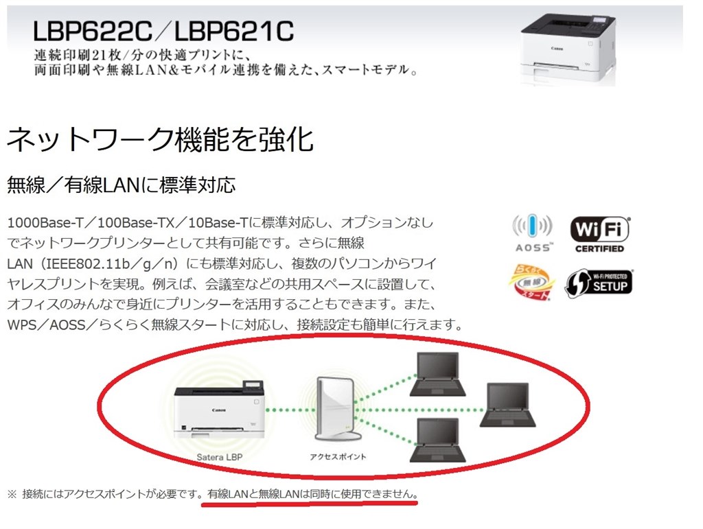 Wi－Fi接続が出来ません』 CANON Satera LBP621C のクチコミ掲示板