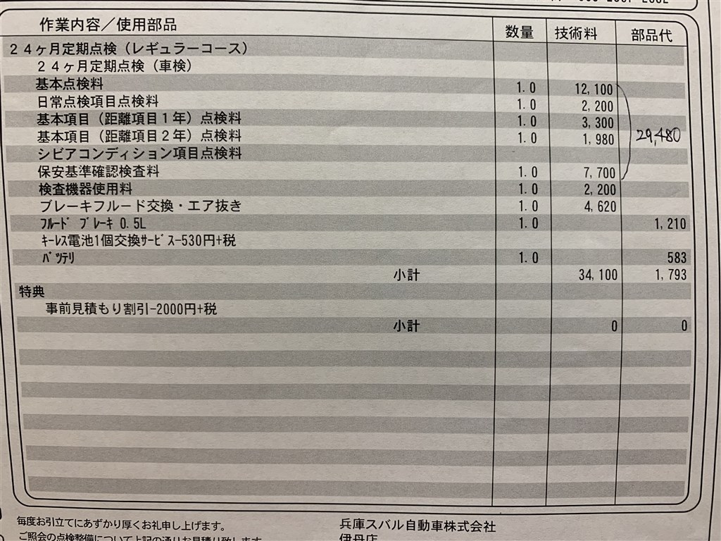 ディーラーでの車検費用 大阪スバルではどうでしょうか スバル フォレスター 18年モデル のクチコミ掲示板 価格 Com