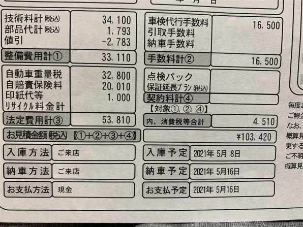 ディーラーでの車検費用（大阪スバルではどうでしょうか）』 スバル