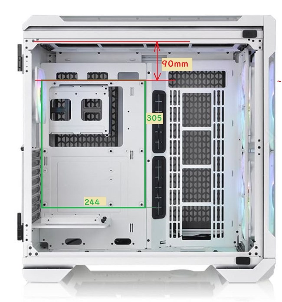 搭載可能ラジエーターの厚み』 Thermaltake VIEW 51 TG ARGB の