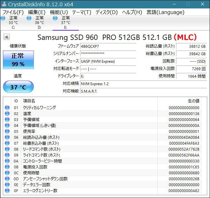 皆さんお持ちのSSDの使用時間はどんなもんでしょう