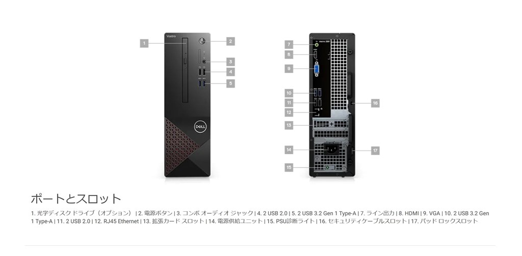 『本体の裏側の画像。』 Dell Vostro 3681 スモールシャーシ 価格