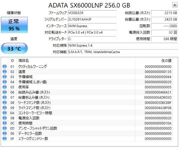 ADATA XPG SX6000 Lite ASX6000LNP-256GT-C 価格比較 - 価格.com