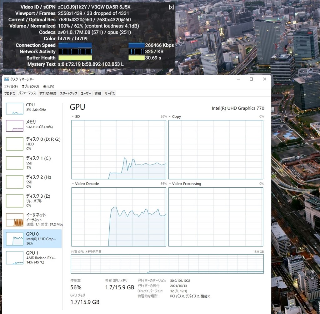 youtubeでの8k 60fpsの動画再生について』 SAPPHIRE SAPPHIRE PULSE