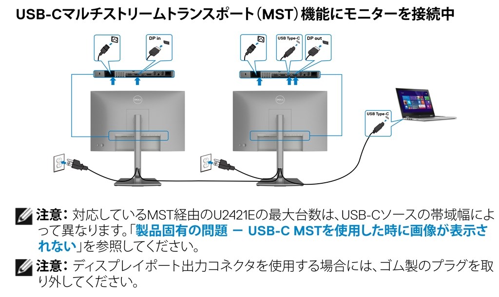 デイジーチェーン接続で2枚目が映らない問題について。』 Dell U2421E