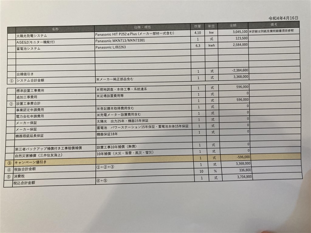 太陽光➕蓄電池➕オール電化の見積について』 クチコミ掲示板 - 価格.com