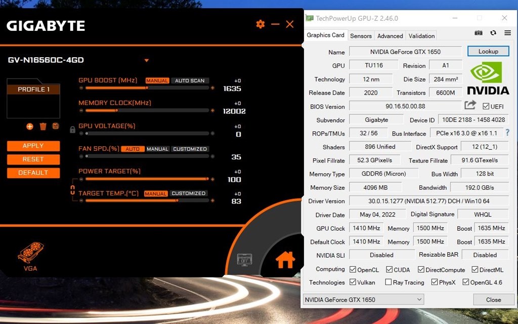 AORUS ENGINEによる設定変更について』 GIGABYTE GV-N306TGAMING