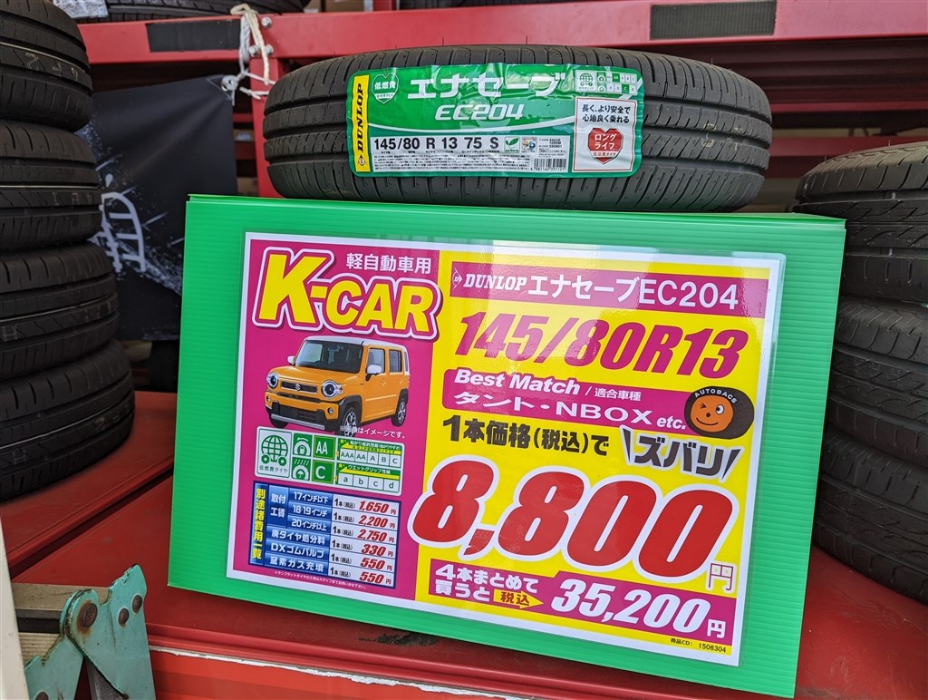 【3346】20年 145/80R13 DLエナセーブEC204 スズキ軽自動車 エナセーブ サマータイヤ 145/80R13 75S ダンロップ ENASAVE