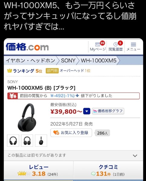 今回のソニーの作品は失敗作ですかね?』 SONY WH-1000XM5 の 今回のソニーの作品は失敗作ですかね?』 SONY WH-1000XM5 の