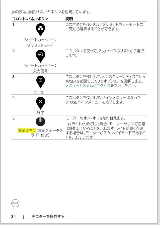 電源ランプ』 Dell S2421HSX [23.8インチ エレメントブラック 電源ランプ』 Dell S2421HSX [23.8インチ エレメントブラック