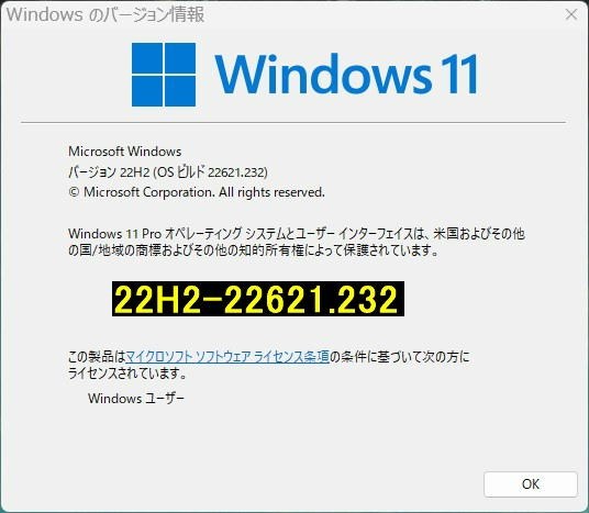 Windows 11 Insider Preview 22621.232 (Release Preview)』 クチコミ