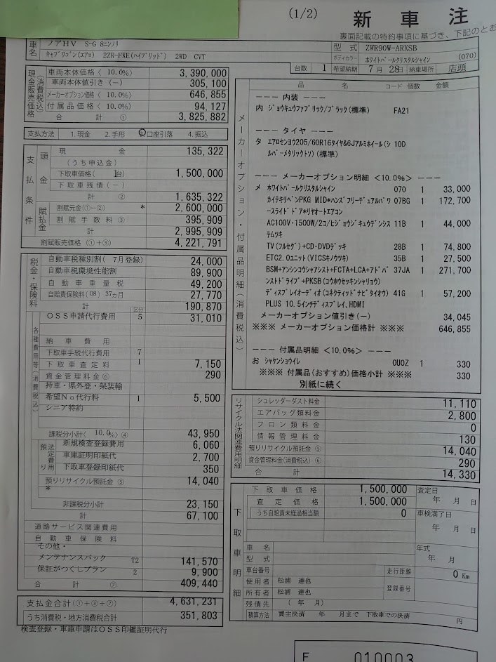 契約してきました。』 トヨタ ノア 2022年モデル のクチコミ掲示板 - 価格.com