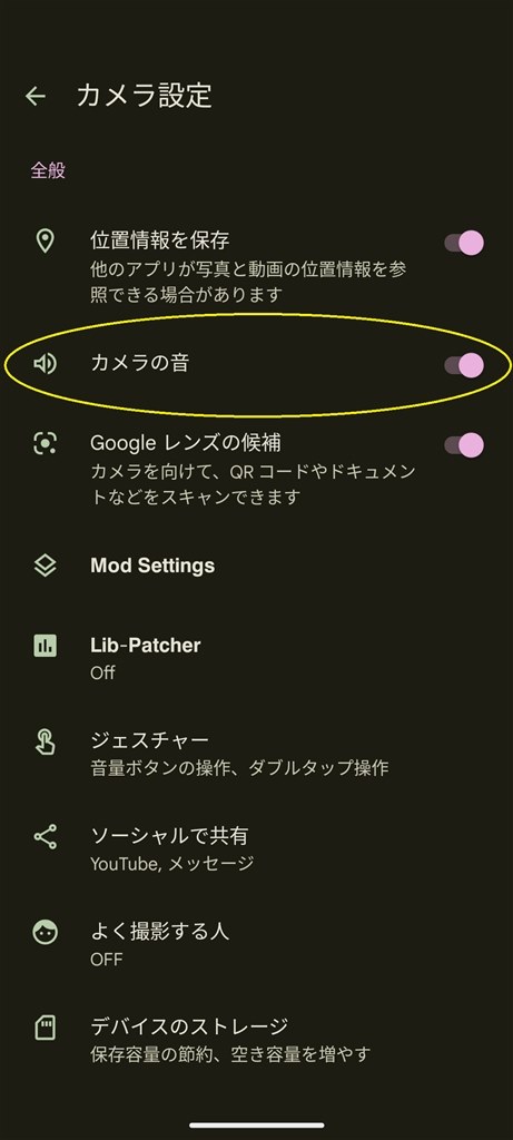 google カメラ シャッター 音