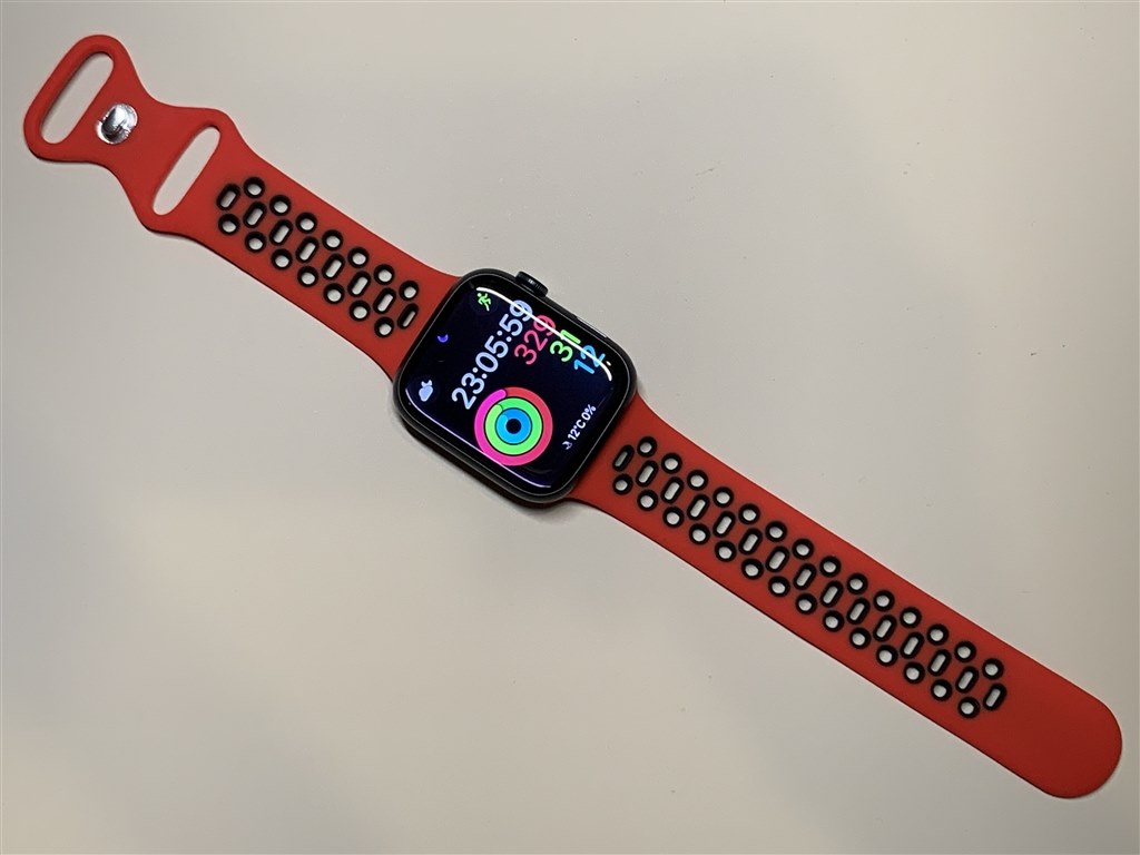 Apple Watch 純正品バンド NIKEモデル ブルーブラック/ブライトマンゴー 丸っこい 44㎜用 スマートウォッチアクセサリー | 満点の