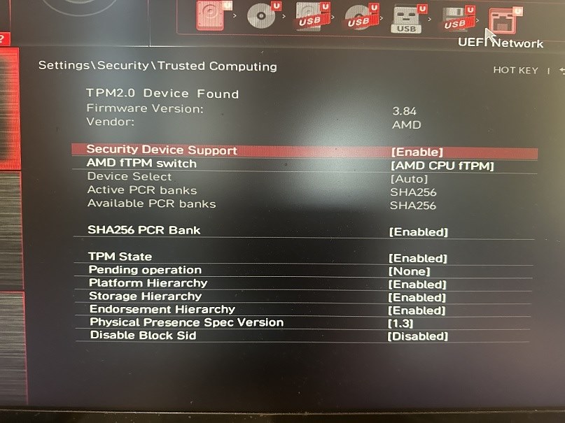 TPM2.0が有効にならないのですが、どうしたら・・・』 MSI MEG X570