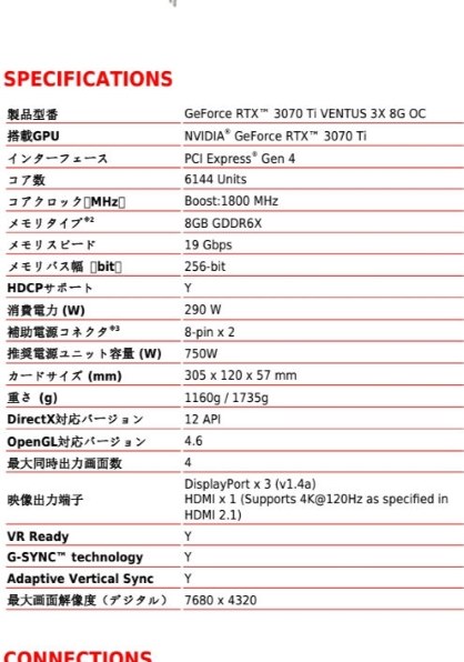MSI GeForce RTX 3070 Ti VENTUS 3X 8G OC [PCIExp 8GB] 価格比較