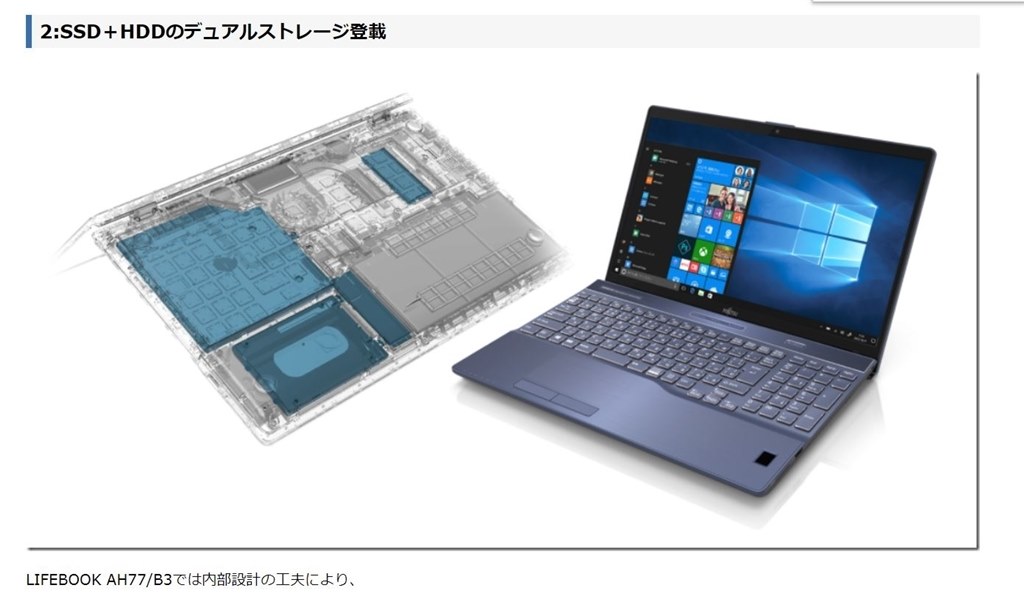 内蔵HDDの換装について』 富士通 FMV LIFEBOOK AH77/B3 2017年10月発表