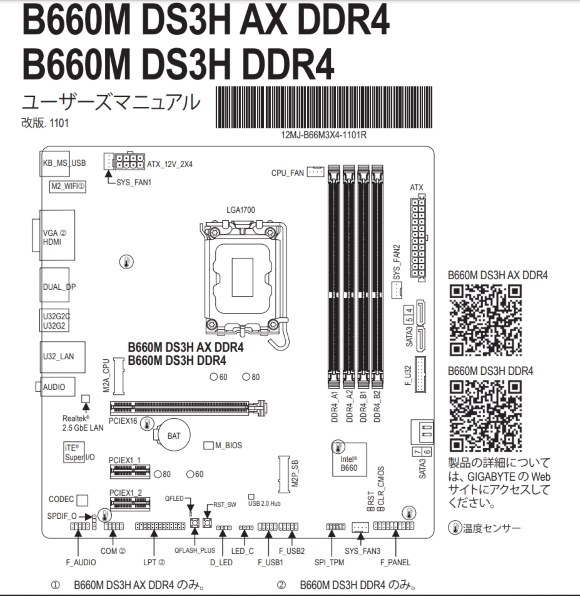 GIGABYTE B660M DS3H DDR4 (B660 1700 MicroATX) ドスパラWeb限定 