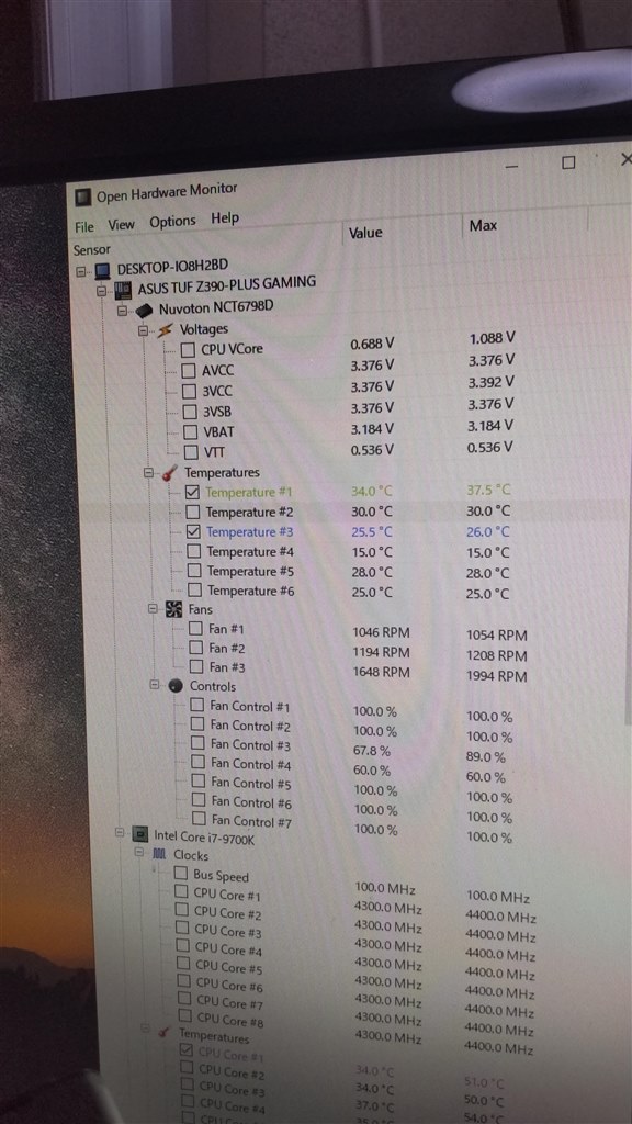 マザーボード温度について』 ASUS TUF Z390-PLUS GAMING の マザーボード温度について』 ASUS TUF Z390-PLUS GAMING の