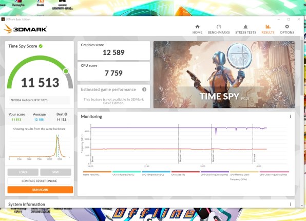 RTX3070 中古 FF15ベンチ複数回完走 RTX3070がFF15ベンチマークが8200前後ぐらいしか出ないです