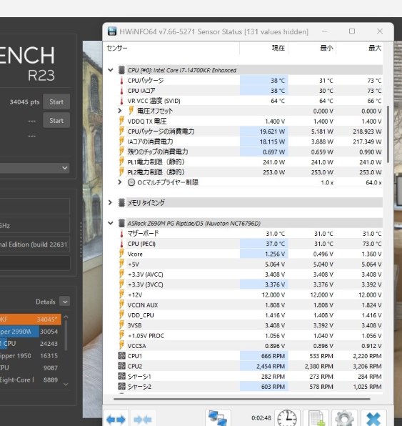 cinebenchR23のスコアが低い』 インテル Core i5 13600KF BOX の