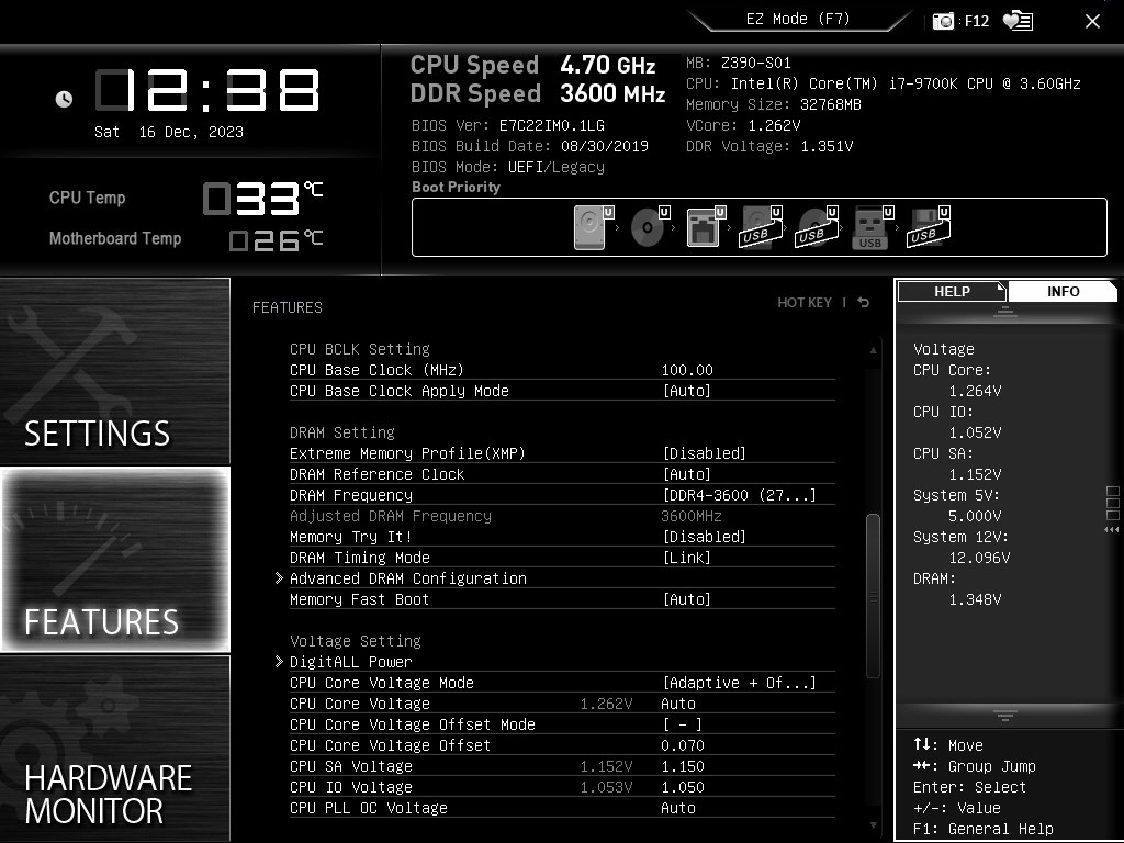 消費電力（発熱）を変えずにOC』 インテル Core i7 9700K BOX の 