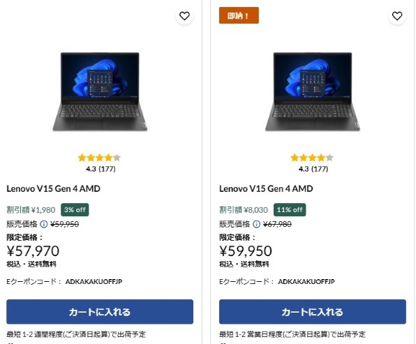 Lenovo Lenovo V15 Gen 4 AMD Ryzen 5 7530U・8GBメモリー・512GB SSD ...