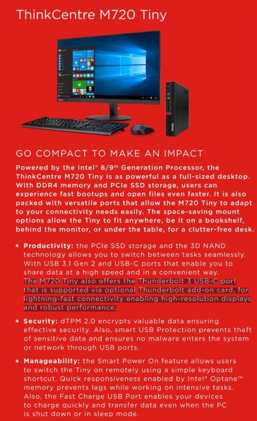 Lenovo ThinkCentre M720q Tiny Windows 10 Pro・Core i3・4GB Lenovo ThinkCentre M720q Tiny Windows 10 Pro・Core i3・4GB