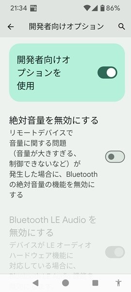 オファー bluetooth イヤホン 開発者オプション