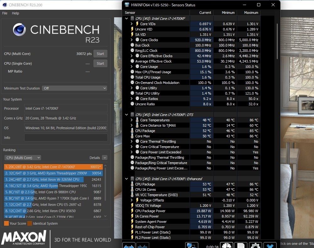 シネベンチR23のスコアについて』 インテル Core i7 14700F BOX の