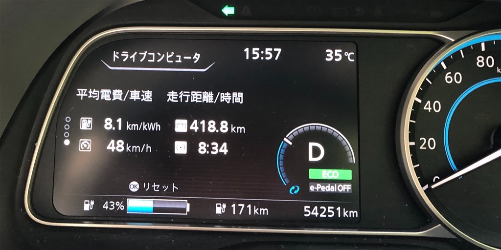 日産リーフe+ 猛暑での航続距離 418km』 日産 リーフ 2017年