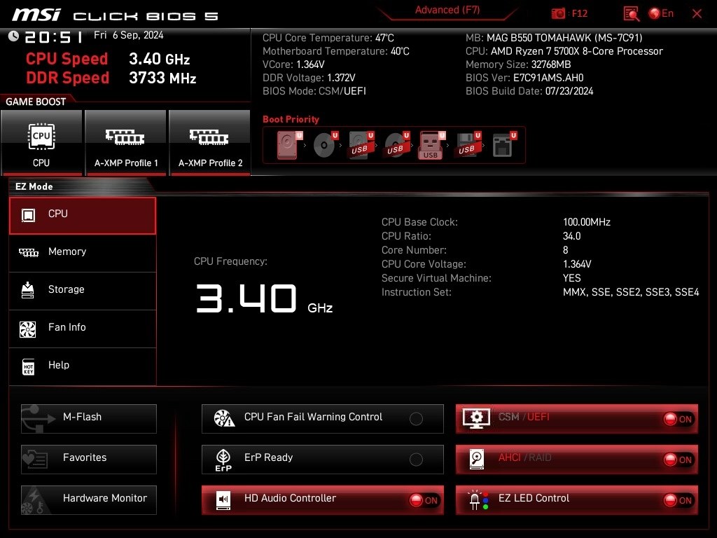 現在BIOSのバージョンと、アップデートの必要性。』 MSI A520M-A PRO