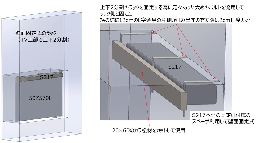 S217のTV上面への設置について』 DENON DHT-S217 のクチコミ S217のTV上面への設置について』 DENON DHT-S217 のクチコミ