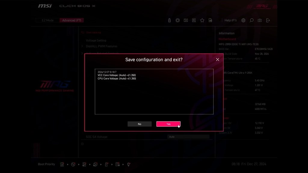 突然電源が落ちて再起動する』 MSI MPG Z890I EDGE TI WIFI の