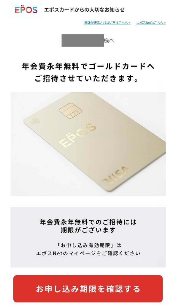 ゴールドカードのインビ来ました！！』 エポスカード エポスカード の