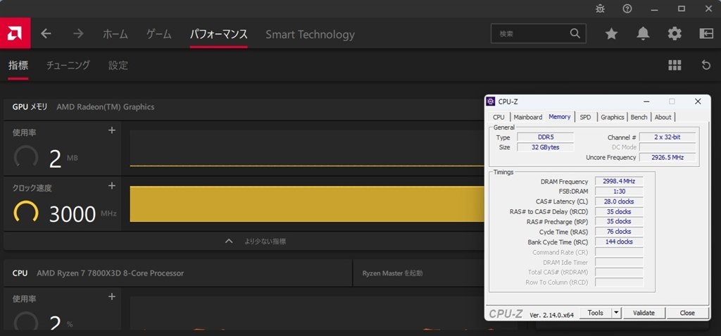 数日前自身2回目の自作pcを組みましたがクロック速度が変です。』 AMD