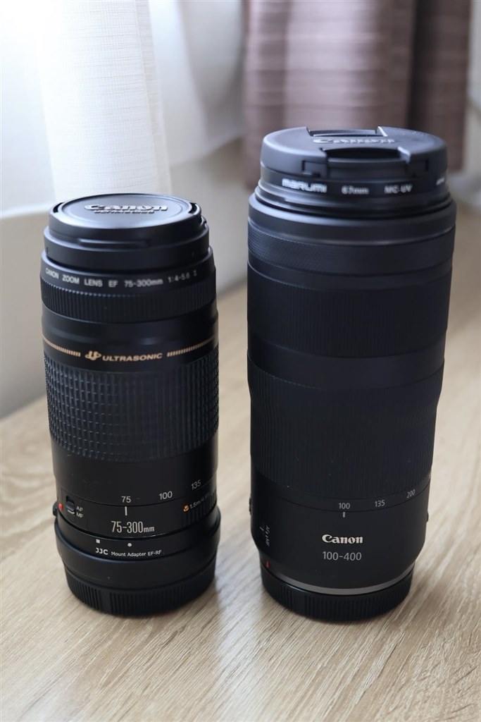EF75-300mm F4-5.6とRF100-400mm F5.6-8 描写の比較』 CANON