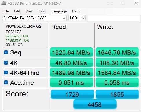 キオクシア EXCERIA G2 SSD-CK1.0N3G2/J [ブラック]投稿画像・動画