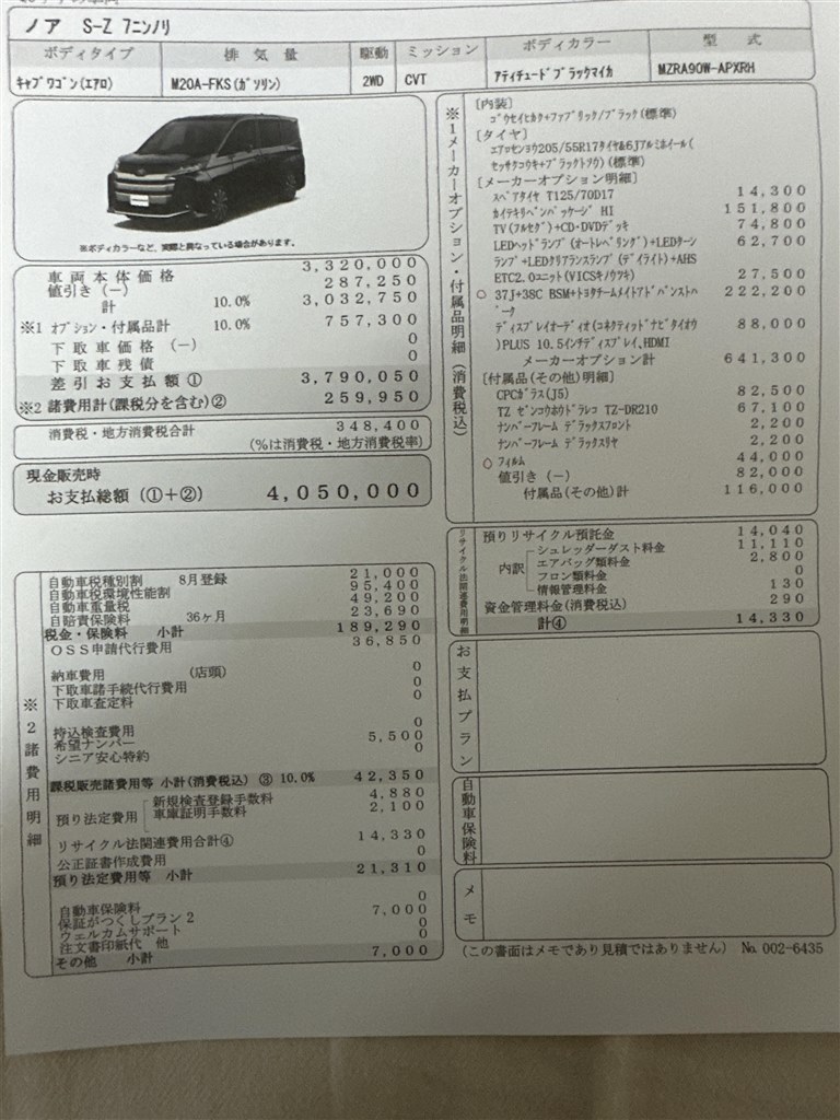 ノアの見積もりについて』 トヨタ ノア 2022年モデル のクチコミ