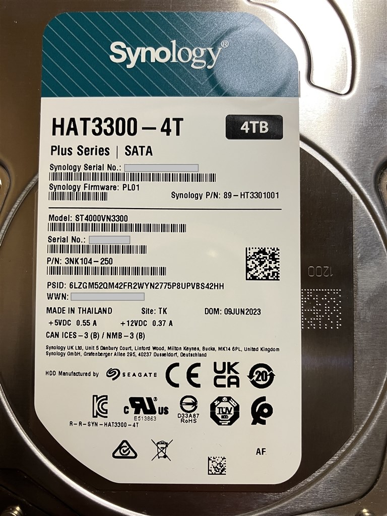 ハードディスクの選択について』 Synology DiskStation DS223j