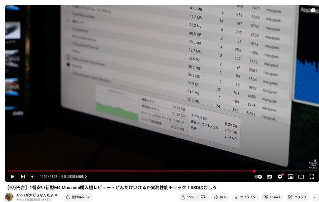 chatgptや動画編集に】M4 Mac mini 16GB/256GB 4K、1時間位の動画