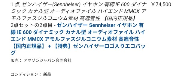 ゼンハイザー IE600 正規品 ジャンク SENNHEISER 【中古】IE 600（ジャンク品・返品不可）【日本橋
