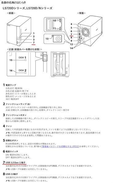 BUFFALO NAS LS720D/N (現行機種) HDD使用時間少 BUFFALO NAS LS720D/N (現行機種) HDD使用時間少（停電後