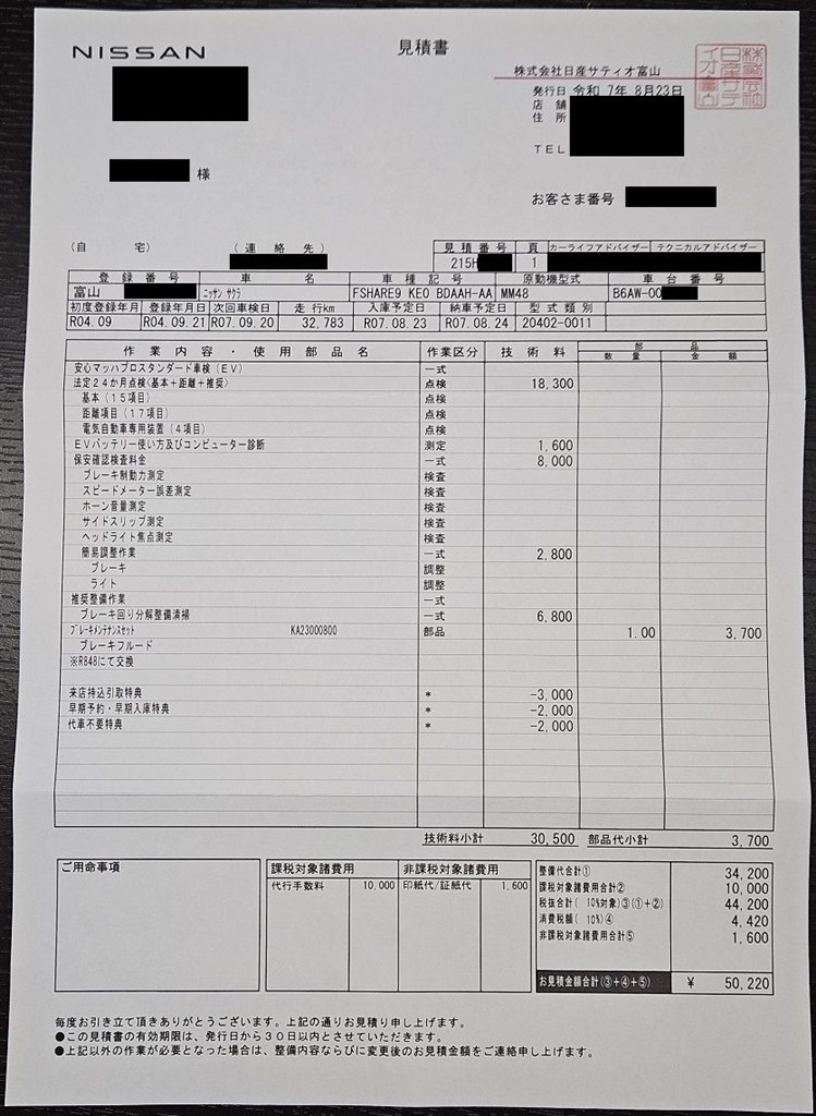初回の車検です』 日産 サクラ のクチコミ掲示板 - 価格.com