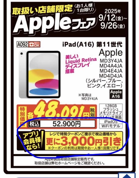 Apple iPad 11インチ (A16) Wi-Fi 128GB 2025年春モデル 価格