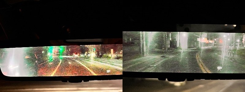 デジタルインナーミラーの夜間の画質』 トヨタ ハリアー 2020年モデル