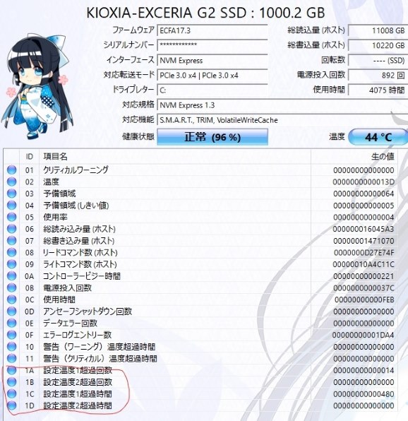 キオクシア EXCERIA G2 SSD-CK1.0N3G2/J [ブラック]投稿画像